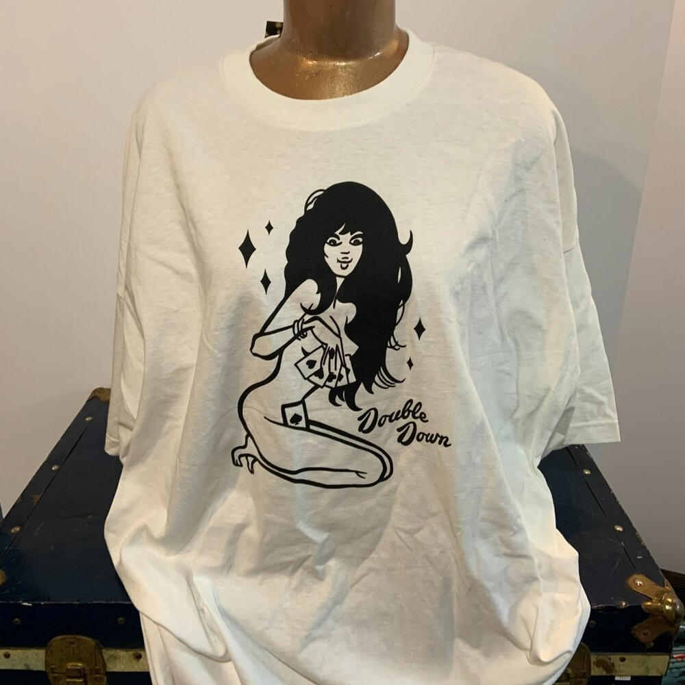 white rocksteady double down tshirt